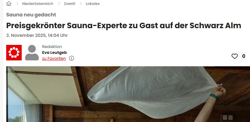 Oceněný saunamistr hostem v Schwarz Alm
